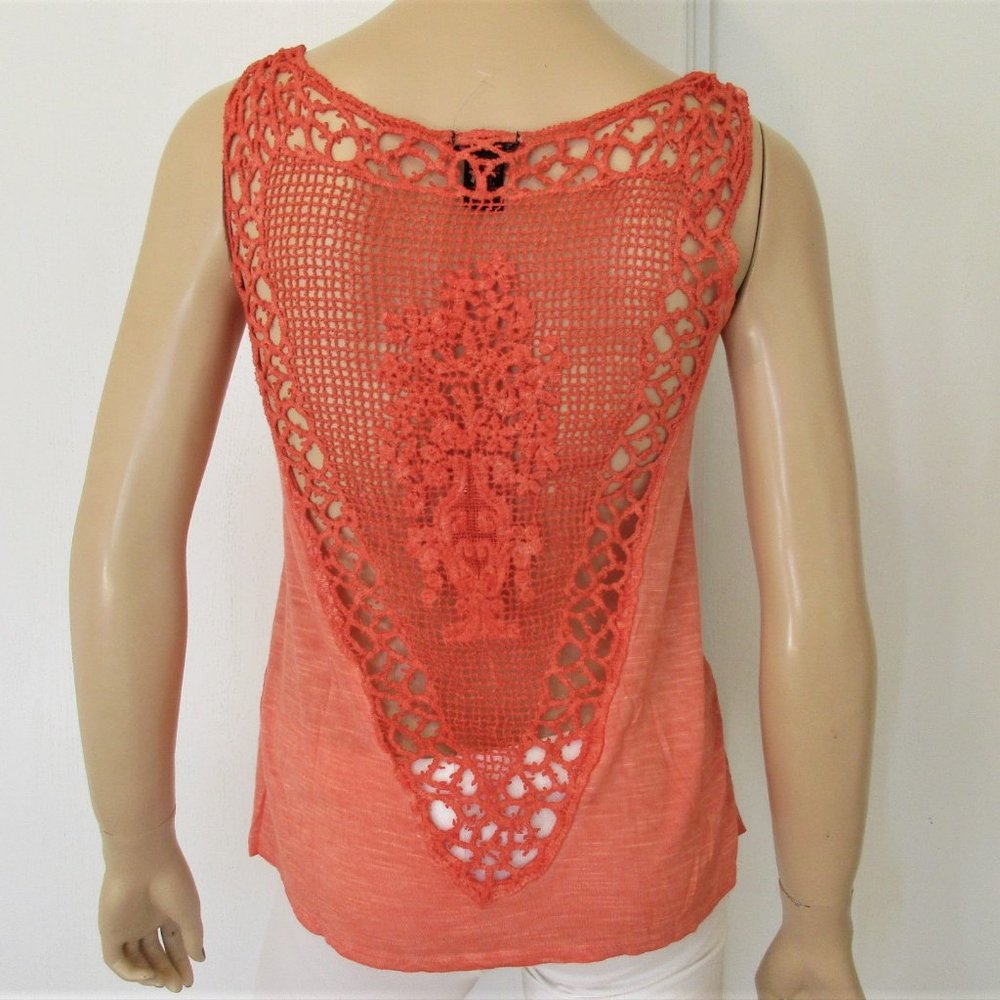 Rue21 Tank Top Small Coral Crochet Back